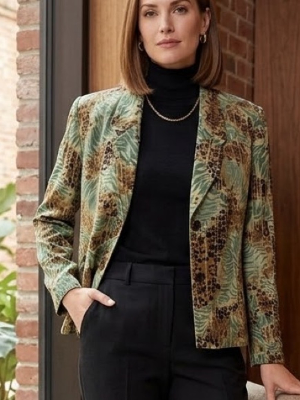 Kasper | Vintage 100% Silk Animal Print Blazer - Sophisticated - Chic